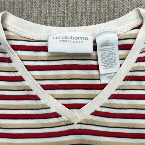 Vintage 90s Liz Claiborne Striped Baby Tee - Picture 3 of 5